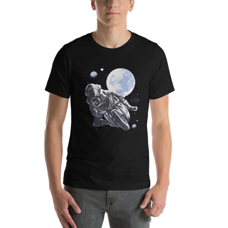t shirt astronaut en moto